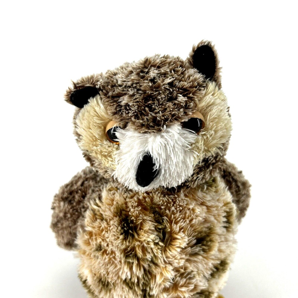 Aurora Great Horned 7" Owl Plush Stuffed Animal Soft‎ Realistic Bird Toy Brown - Picture 2 of 7